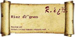 Riez Ágnes névjegykártya